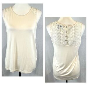 Banana republic ivory cream button and lace back top size small